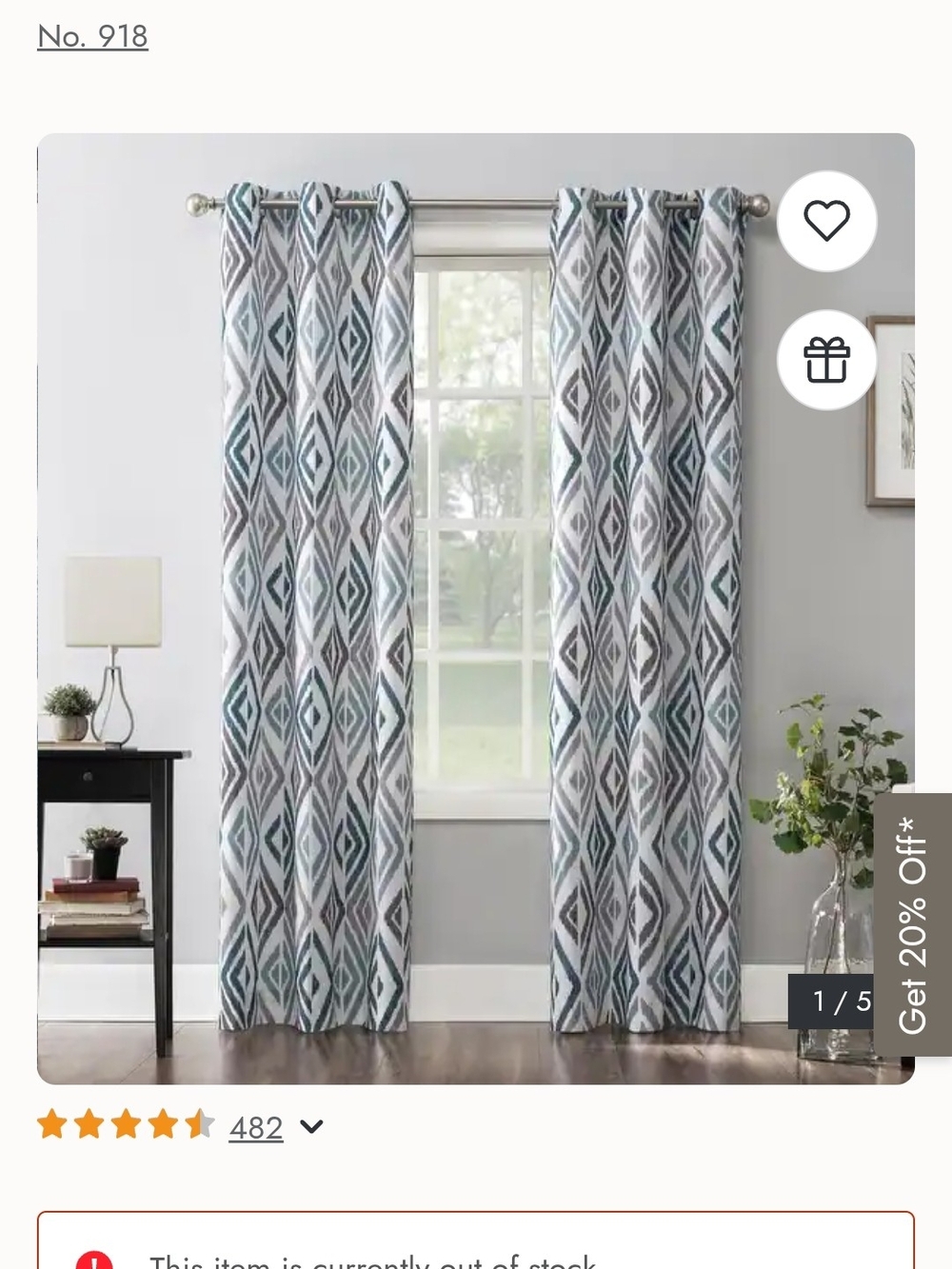 Patterned Geometric Window Curtains - Teal and Gray
